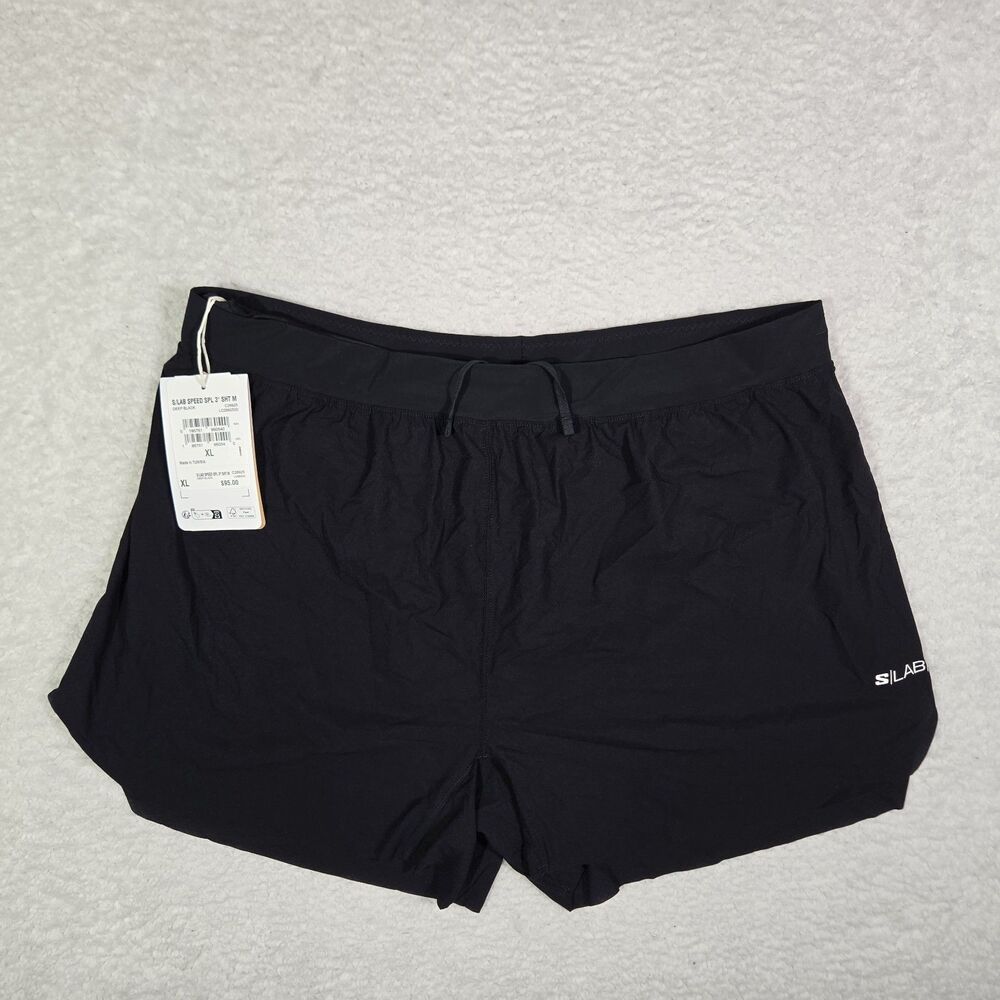 $95 Salomon S/LAB Speed SPL 3" Inseam Deep Black Brief Lined Shorts Mens XL Slim